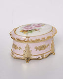 Classic Floral Oval Shaped Musical Jewelry Box playing Memory