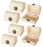 Juvale Unfinished Wood Treasure Chest - 6-Pack Wooden Treasure Boxes Locking Clasp DIY Projects,