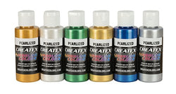 Createx Colors 5804-00 Createx Pearl Airbrush Set, Assorted Colors, 2 oz, 6 Pieces, 2 Ounce, Multicolor