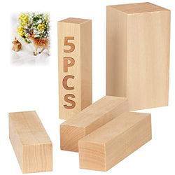 5PCS Basswood Carving Blocks - Small Unfinished Balsa Wood Blocks for Carving, Beginner or Expert Basswood Carving or Whittling kit