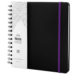 Articka Note Spiral Bound Hardcover Sketchbook – Square Hardbound Sketch Journal - 8x8 Inch Art Book - 120 Pages - Elastic Closure - 180GSM Premium Paper - Ideal for Pencils, Graphite, Charcoal, Pen
