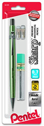 Pentel Sharp Mechanical Pencil, 0.7mm Metallic Barrels, Refill Eraser (P207MLEBP)