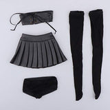Prettyia 4pcs Fashion Princess PU Tube Top Dress Suit Black for 1/3 BJD Supia Doll DIY Accessories