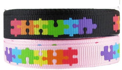 Autism Awareness Ribbon for Crafts - HipGirl Autism Awareness Products, Jigsaw Puzzle Ribbon for