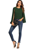 Romwe Women's Elegant Cape Cloak Sleeve Round Neck Party Top Blouse Green X-Large