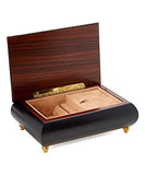 Black Lace Design Arabesque Italian inlaid musical jewelry box in elegant matte finish with