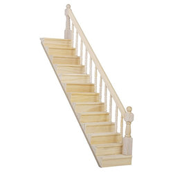 TINKSKY 112 DIY Dollhouse Miniature Wooden Stairs with Right Handrail