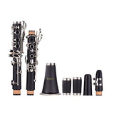 Mowind Clarinet Bb Flat 17 Keys Beginner Student Clarinet Woodwind Instrument with 2 Barrels Carry Case Clarinet Cleaning Kit