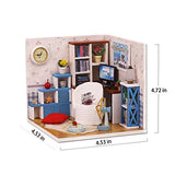 CONTINUELOVE DIY Miniature Doll House Kit - Wooden Miniature Dollhouse Model Kit - with Furniture,Voice-Activated Lights and Dust Cover - The Best Toy Gift for Boys and Girls(Warm Time)
