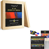 Magicfly Wood Panels for Painting 8X8 Inch 6 Pack & Acrylic Paint Set, 24 Rich Pigments Acrylic Paints for Canvas Painting (12 ml/0.4 oz)