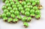 RayLineDo 25Pcs Pearl Green Half Resin Dome Cap Copper Base Crafting Sewing DIY Buttons-13mm