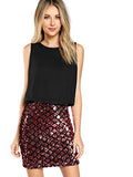 Romwe Women's Sexy Layered Look Fashion Club Wear Party Sparkle Sequin Tank Dress Red 2 Small