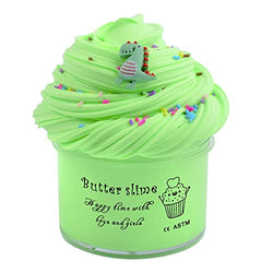 Green Butter Slime kit, Fluffy Soft and Non-Sticky Slime Toy, for Kids Education, Party Favor, Gift and Birthday(7oz 200ml)