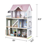 Goli Wooden Dollhouse Toys w/Elevator, Doorbell, Light, Furniture, Accessories, Dolls, Pretend Play Toys for Girls & Toddlers 3Y+