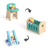 BullkerDirect Miniature Dollhouse Models DIY Decor Doll House Kit Wooden Doll House Furniture Baby Room Set Miniature Models DIY Assembled Toys with Chair Bed Stroller