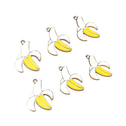 SANQIU 10PCS Enamel Banana Charm Fruit Pendant for Jewelry Making and Crafting