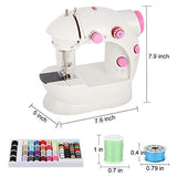 Mini Portable Sewing Machines Handheld Electric Sewing Machines With 60 Piece Sewing Thread Kit Adjustable 2-Speed Sewing Machine for Kids Beginner and Home, Easy to Use, Pink