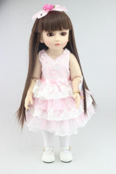 BJD Ball Jointed Doll High Vinyl Girl Toy 18in. 45cm Pink Dress Dark