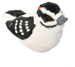 Wild Republic Audubon Birds Downy Woodpecker Plush with Authentic Bird Sound, Stuffed Animal,