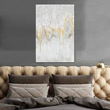 TRAIN2 ART Hand Painted Abstract Oil Painting Wall Art on Canvas, Art Poster Wall Picture Painting for Living Room Sofa Decoration Gold and Gray 24"X36"