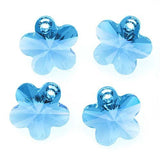 SWAROVSKI ELEMENTS Crystal Flower Pendant Beads #6744 14mm Aquamarine (4)
