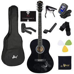 WINZZ AF227A 39 Inches Concert Acoustic Acustica Guitar with Full Kit, Elegant Butterfly