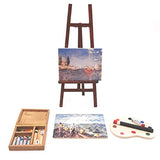 SXFSE Dollhouse Decoration Accessories, 1/12 Dollhouse Miniature Wooden Easel Oil Painting Set Palette Watercolor Box Simulation Toys for Doll