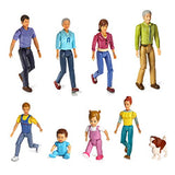 Beverly Hills Doll Collection Sweet Lil Family Friends Figures- New Addition Set of 9 Dollhouse People - Grandma, Grandpa, Mom, Dad, Sister, Brother, Toddler, Baby and Dog