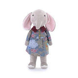 Me Too Baby Dolls Girls Gifts Plush Stuffed Elephant Doll in Navy Floral Dress 12 Inches with Gift Box