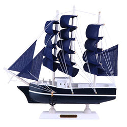 WINOMO Sailing Model Nautical Decor, Wooden Miniature Sailboat Model Vintage Sail Ship for Tabletop Ornament, 9.04X8.65X1.57in