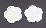 1pcs 45mm shell flower carved natural white mother of pearl top hole for pendant