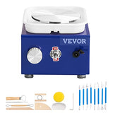 VEVOR Mini Pottery Wheel, 2 Turntables 2.6in / 3.9in Ceramic Wheel Forming Machine, Adjustable 0-300RPM Speed ABS Detachable Basin, Sculpting Tools Apron Accessory Kit for Work Art Craft DIY