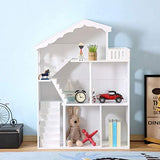 YFDZONE Dollhouse Bookcase Wooden Children's Furniture Children Bookshelf Toy Storage 3-Tier Kids Bookcase for Books Toys in Study Living Room Bedroom (White)