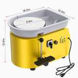 ANBULL 350w Electric Pottery Wheel Machine 25cm Removable ABS Basin,Pottery Ceramic Clay Work Forming Machine with Adjustable Lever and Feet Lever Pedal (Yellow)