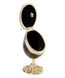 Black Egg Shaped Musical Jewelry Box with Crystallized Swarovski Elements and elegant diagonal