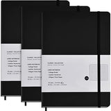 3 Pack College Ruled Composition Notebooks Classic Hardcover Leatherette Lined Journals B5 Notebooks for Office Home School Business, 10.2" x 7.5", 100GSM Thick Paper, 160 Pages (Black)