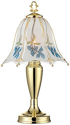 Blue Flower Shade 18" High Touch On-Off Accent Table Lamp