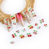 BAIYIYI 60Pcs Cherry Nail Charms 3D Cherry Nail Rhinestones Glitter Nail Gems Metal Gold Rose Gold Kawaii Fruit Nail Charms for Girl DIY Nail Art Craft Accessories