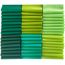 HANPATQUI 100% Cotton Quilting Fabric for Sewing, Craft Fabric Squares, Fat Quarters Fabric Bundles for DIY &Patchwork (Green 48pcs 12" x 12")