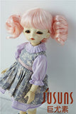JD409 6-7'' 16-18CM Pink Double Pony roll Curly Doll Wigs 1/6 YOSD Synthetic Mohair BJD Wigs