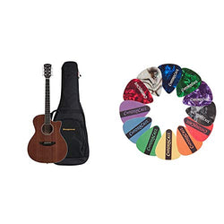 Orangewood 6 String Acoustic Guitar, Right, Mahogany, Cutaway (OW-REY-M) & ChromaCast CC-SAMPLE Sampler Guitar Picks (12 count)