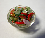 Salad with cucumbers and tomatoes. Dollhouse miniature 1:12