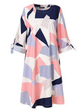 YOINS Womens Summer Crew Neck Mini Dress Causal Self-tie Half Sleeves Sundresses Short Party Dress Colorblock-Pink Purple X-Large