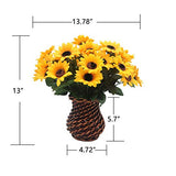 Velener Artificial Silk Sunflower with Rattan Vase Daisy Arrangement for Home Decor (6 Bunches)