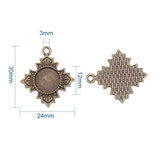 Pandahall 10pcs Vintage Tibetan Style Alloy Flower Pendant Cabochon Bezel Settings, Nickel Free,