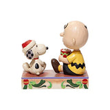 Enesco Jim Shore Peanuts Charlie Brown and Snoopy with Hot Cocoa Figurine, Multicolor