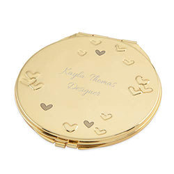 Things Remembered Personalized Gold Tone Confetti Heart Mirror Compact with Engraving Included