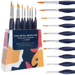 TAVOLOZZA Miniature Paint Brushes Set, 10pcs Fine Details Brushes with Foldable Brush Holder, Nylon Hair for Watercolor Oil Acrylic, Face, Nail Art, Craft Models and More