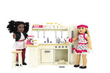 18 Inch Doll Furniture Kitchen Set w/ Refrigerator, Baking Set and Doll Kitchen Accessories - Play Kitchen Dollhouse Furniture - Birthday Gifts For Girls
