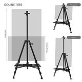 Artify 61 Inches Painting Easel Stand, Adjustable Height from 22-61”, Tripod for Painting and Display with a Carrying Bag, Aluminum, 1PACK, Black